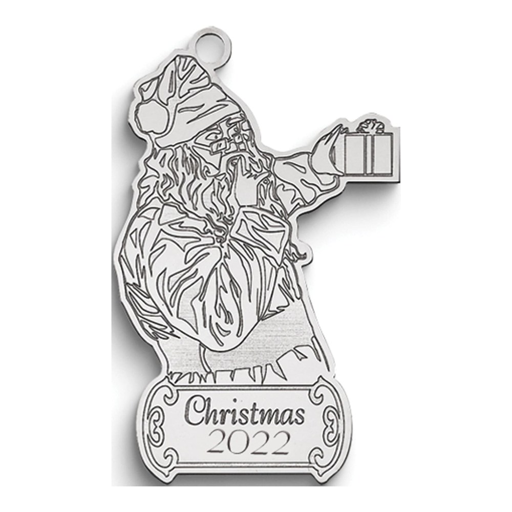 Personalized Sterling Silver Santa Ornament