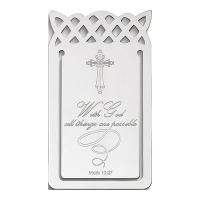 Sterling Silver Cross Bookmark with Mark 10:27 Verse