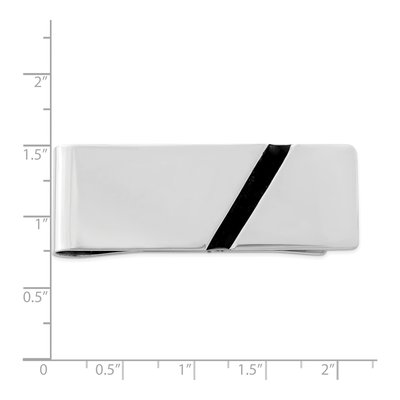 Sterling Silver Black Enamel Money Clip for Men – view 3