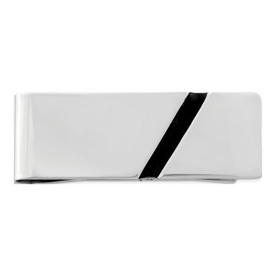 Sterling Silver Black Enamel Money Clip for Men
