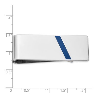 Sterling Silver Blue Enamel Money Clip for Men – view 4