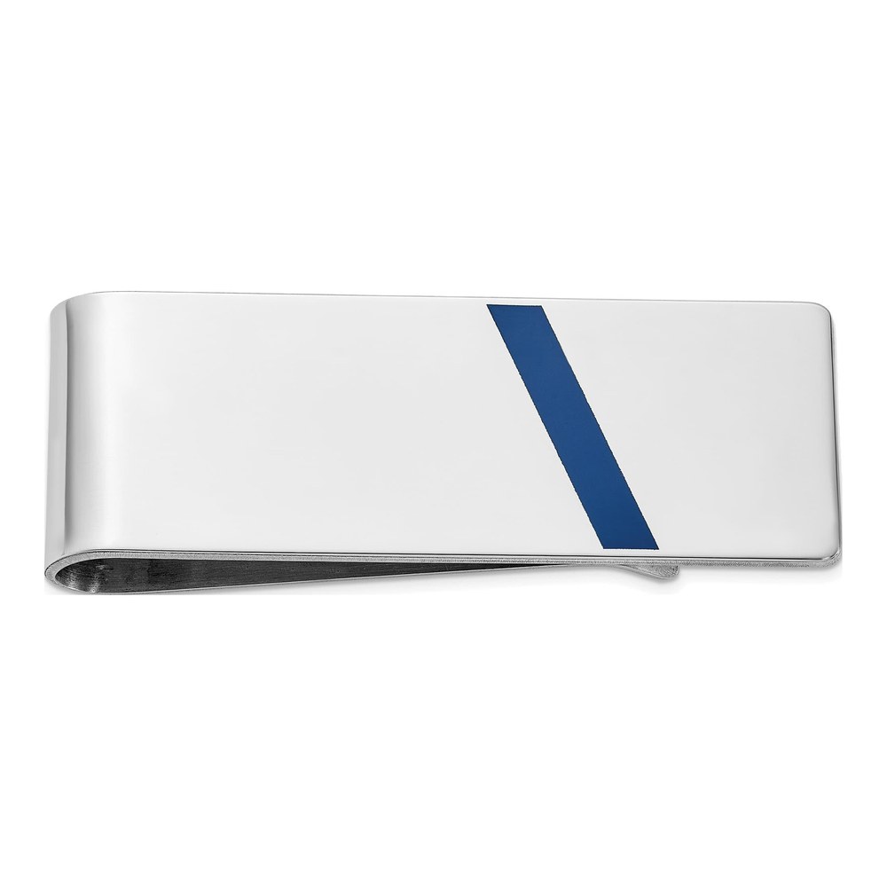 Sterling Silver Blue Enamel Money Clip for Men