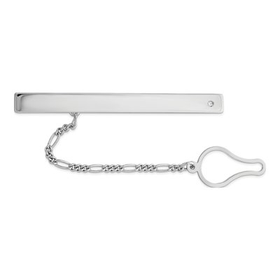 Men's Sterling Silver CZ Tie Clip