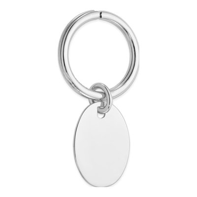 Sterling Silver Rhodium-Plated Key Chain, Engravable