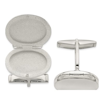 Men's Sterling Silver Oval Locket Cufflinks – view 3