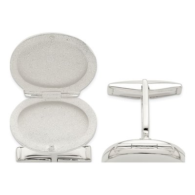 Men's Sterling Silver Oval Locket Cufflinks – view 4