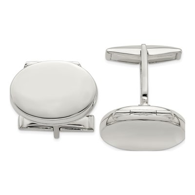 Men's Sterling Silver Oval Locket Cufflinks