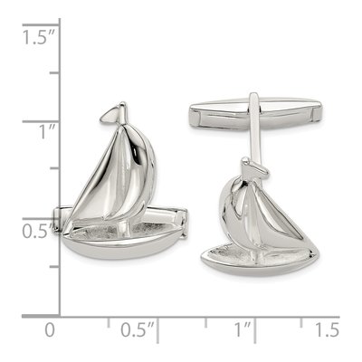 Sterling Silver Sail Boat Cuff Links – view 3