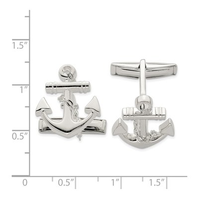 Men's Sterling Silver Anchor Cufflinks – view 3