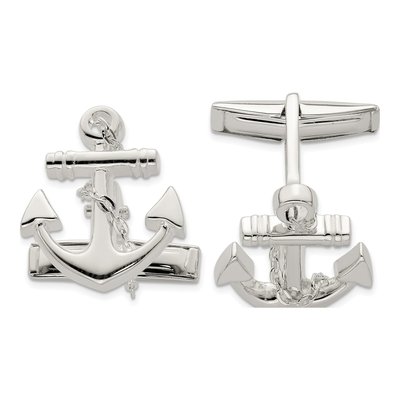 Men's Sterling Silver Anchor Cufflinks