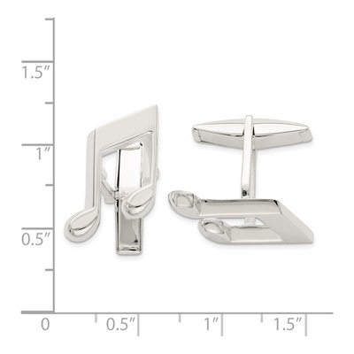 Men's Sterling Silver Music Note Cuff Links – view 3