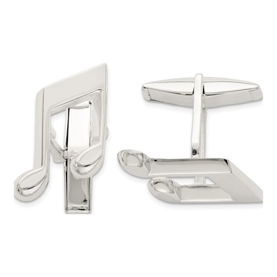 Men's Sterling Silver Music Note Cuff Links