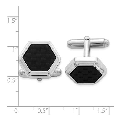 Men's Sterling Silver Hexagon Black Carbon Fiber Cufflinks – view 3