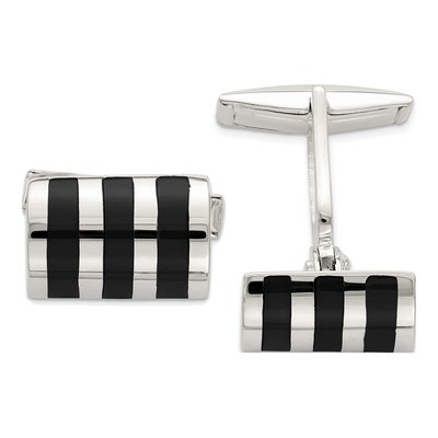 Men's Sterling Silver Onyx Cufflinks