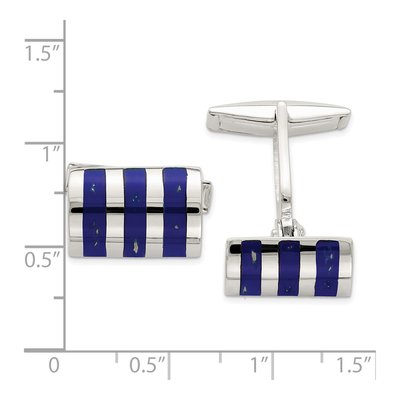 Sterling Silver Lapis Cuff Links for Men – view 3