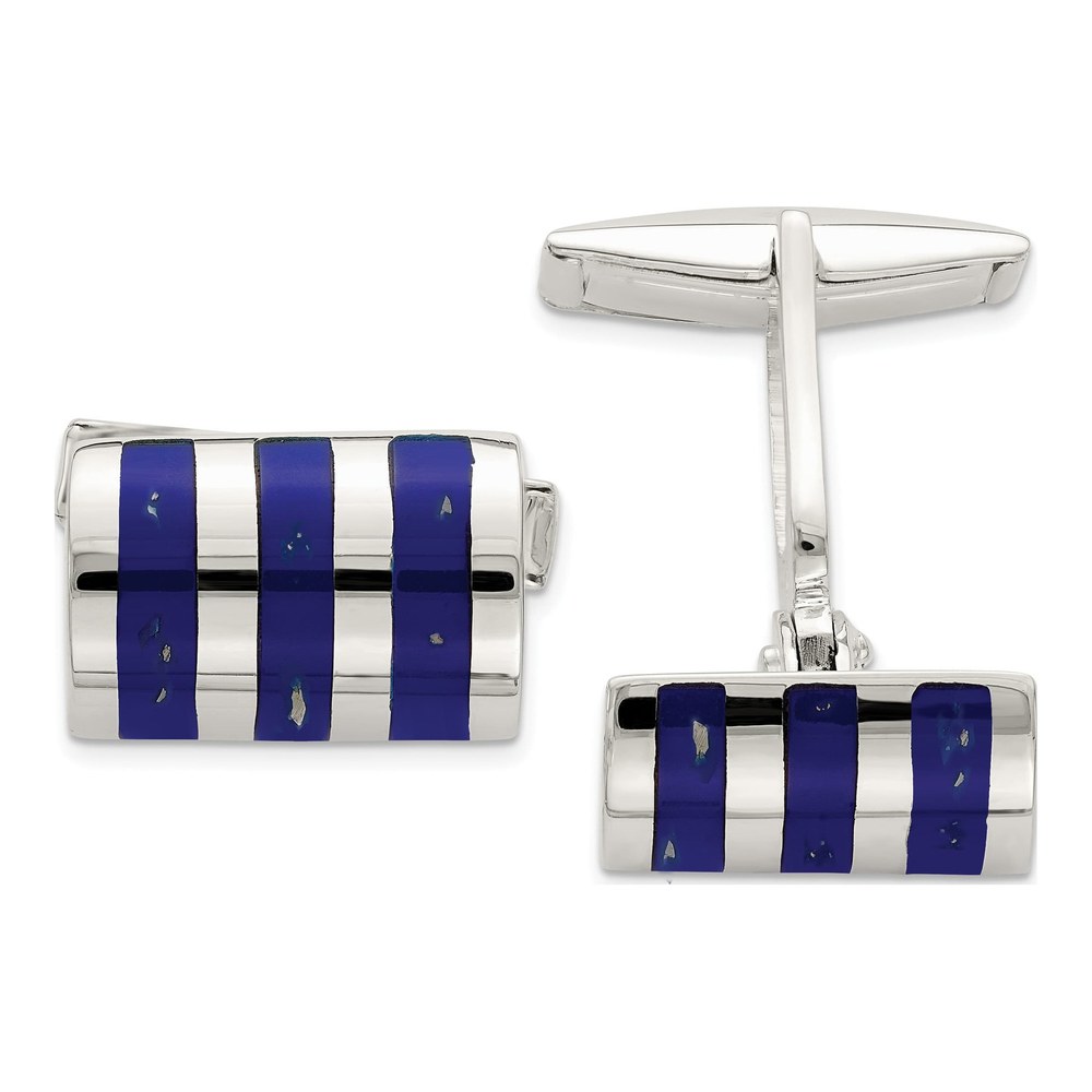 Sterling Silver Lapis Cuff Links for Men