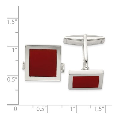 Men's Sterling Silver Red Agate Cuff Links – view 3