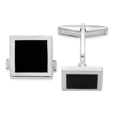Men's Sterling Silver Onyx Cuff Links
