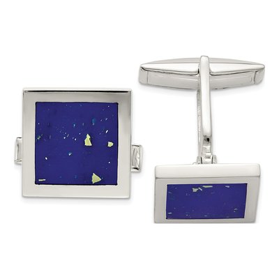 Men's Sterling Silver Lapis Cuff Links