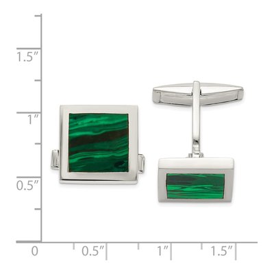 Sterling Silver Malachite Cuff Links for Men – view 3