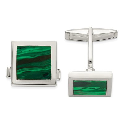 Sterling Silver Malachite Cuff Links for Men