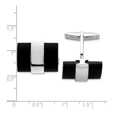Men's Sterling Silver Onyx Cuff Links – view 3
