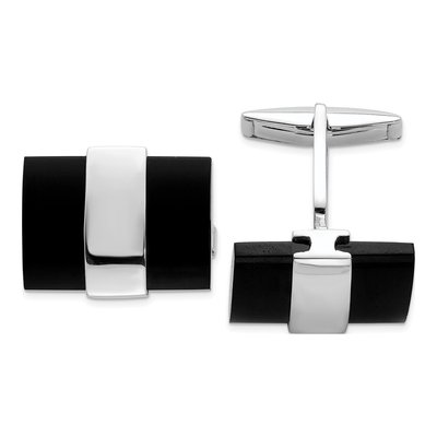 Men's Sterling Silver Onyx Cuff Links