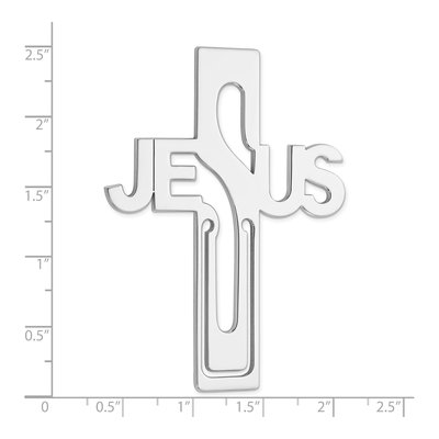 Sterling Silver Rhodium-Plated Jesus Cross Bookmark – view 4