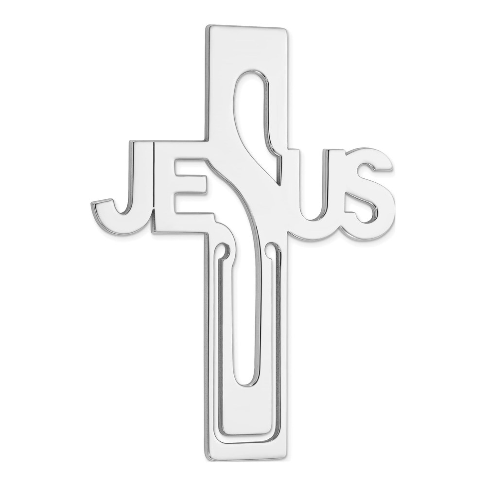 Sterling Silver Rhodium-Plated Jesus Cross Bookmark