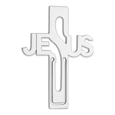 Sterling Silver Rhodium-Plated Jesus Cross Bookmark