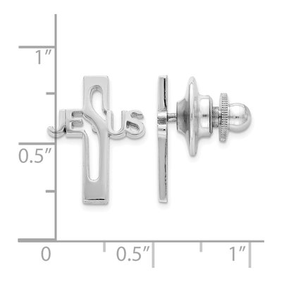 Men's Sterling Silver Jesus Cross Tie Tac – view 4