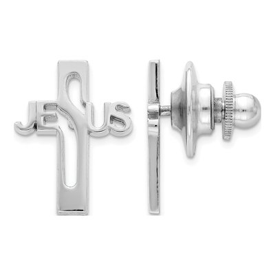 Men's Sterling Silver Jesus Cross Tie Tac