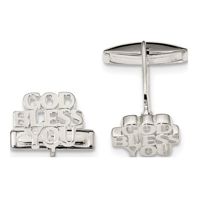 Men's Sterling Silver GOD BLESS YOU Cuff Links