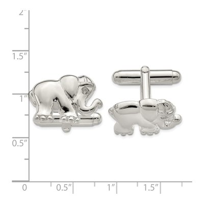 Men's Sterling Silver CZ Elephant Cuff Links – view 3