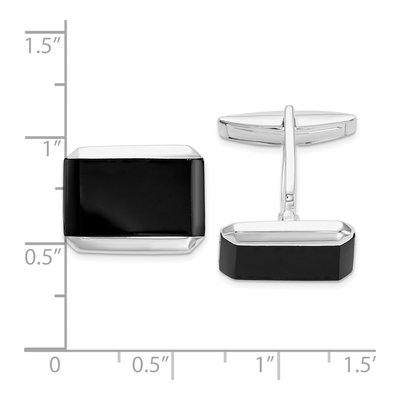 Men's Sterling Silver Onyx Rectangle Cuff Links – view 3