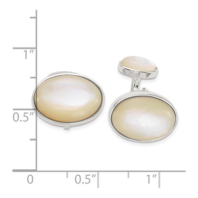 Men's Sterling Silver Oval Mother of Pearl Cuff Links – view 3