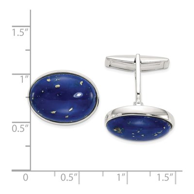 Men's Sterling Silver Lapis Cabochon Cuff Links – view 3