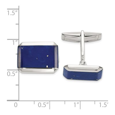 Sterling Silver Lapis Cuff Links for Men – view 3