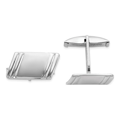 Men's Sterling Silver Diagonal Stripe Cuff Links