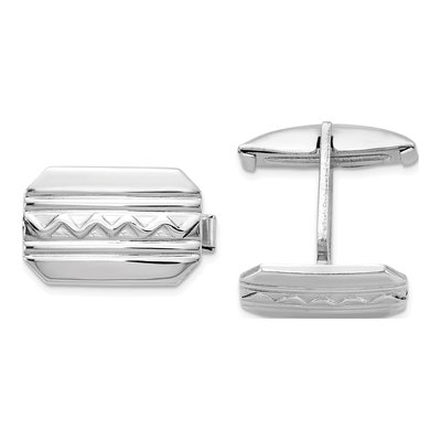 Sterling Silver Wave Design Cuff Links