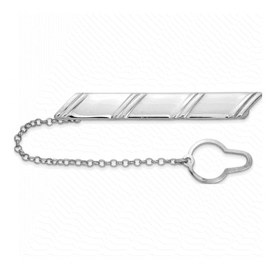 Men's Sterling Silver Diagonal Stripe Tie Bar