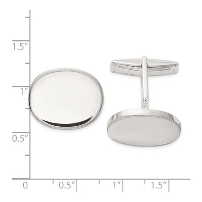 Sterling Silver Polished Oval Cuff Links for Men – view 3