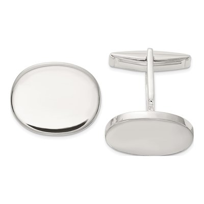 Sterling Silver Polished Oval Cuff Links for Men