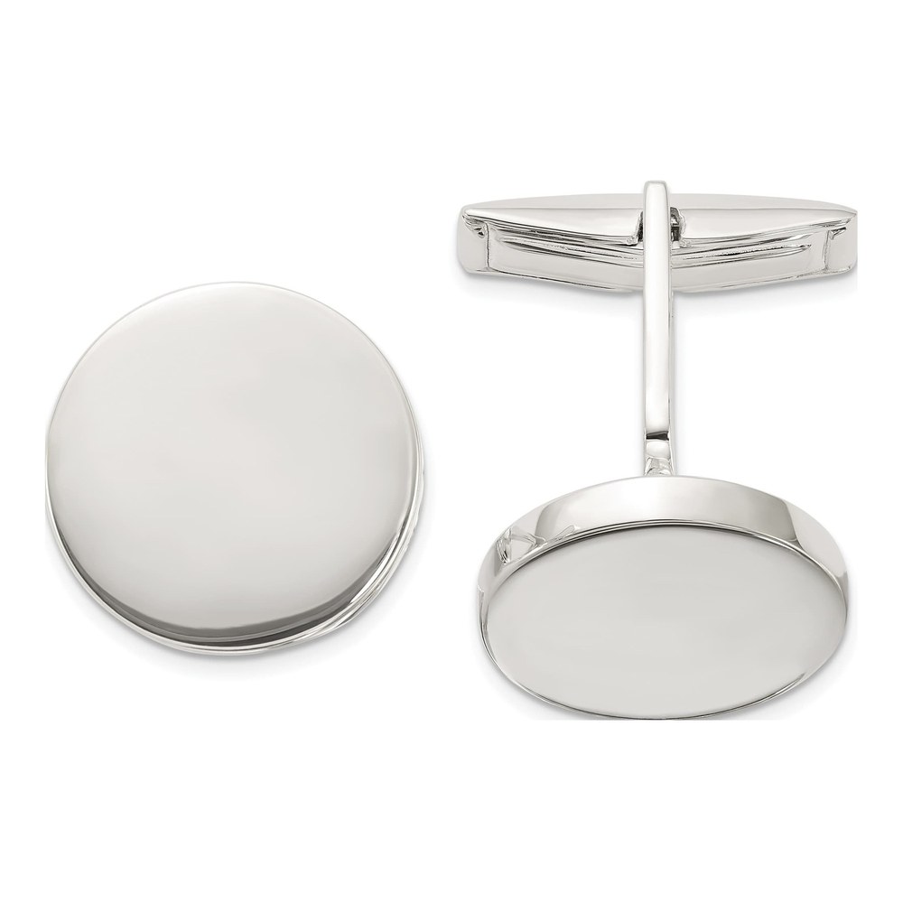Men's Sterling Silver Round Cuff Links