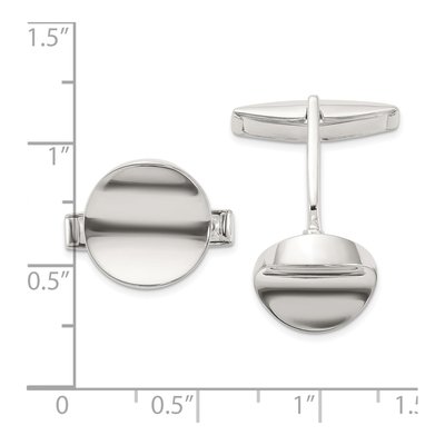 Sterling Silver Round Concave Cuff Links – view 3