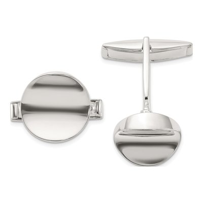 Sterling Silver Round Concave Cuff Links