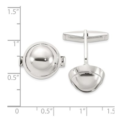 Sterling Silver Polished Round Domed Cuff Links – view 3
