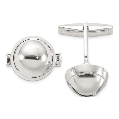 Sterling Silver Polished Round Domed Cuff Links