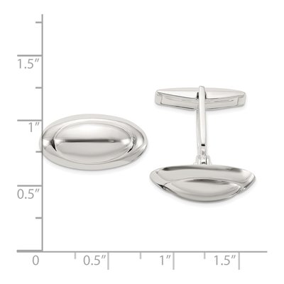 Men's Sterling Silver Polished Oval Cuff Links – view 3