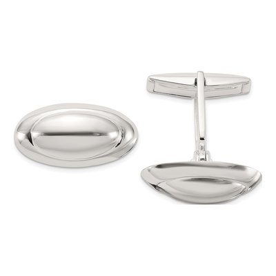 Men's Sterling Silver Polished Oval Cuff Links